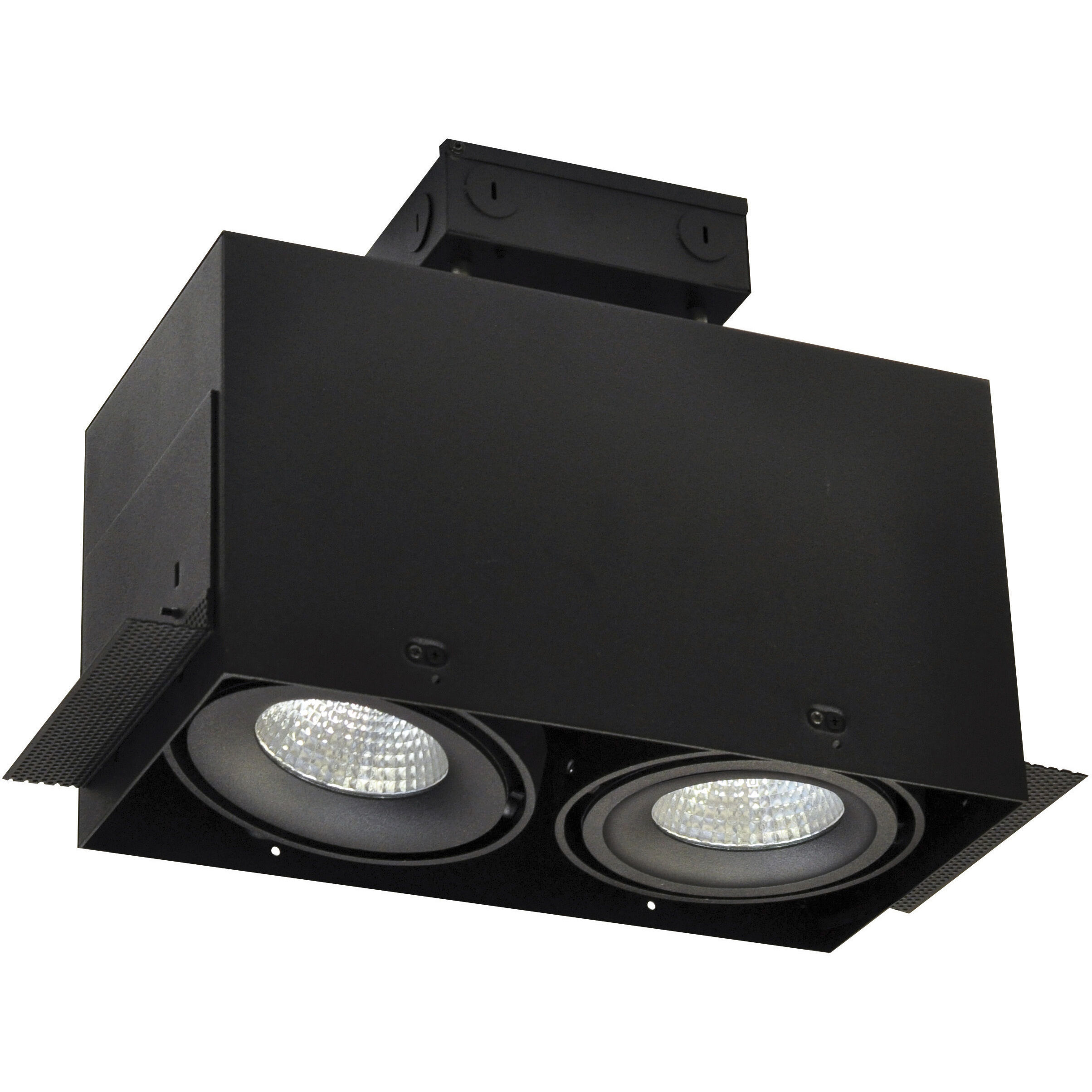 Trimless Multiple Lighting System Black Recessed Trimless 2-Head MLS Housing in Narrow Flood, 3000K