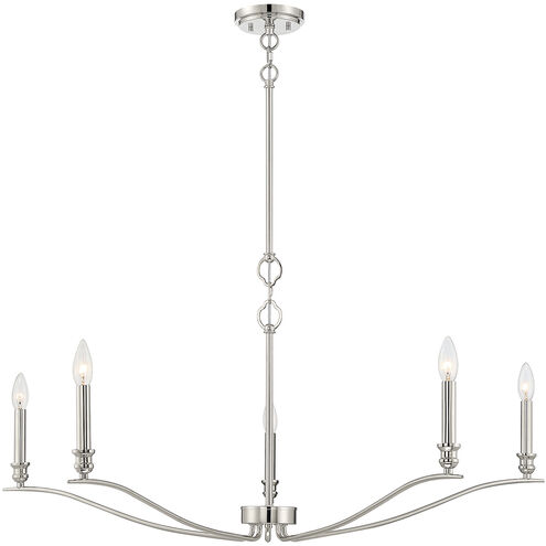 Transitional 5 Light 42 inch Polished Nickel Chandelier Ceiling Light