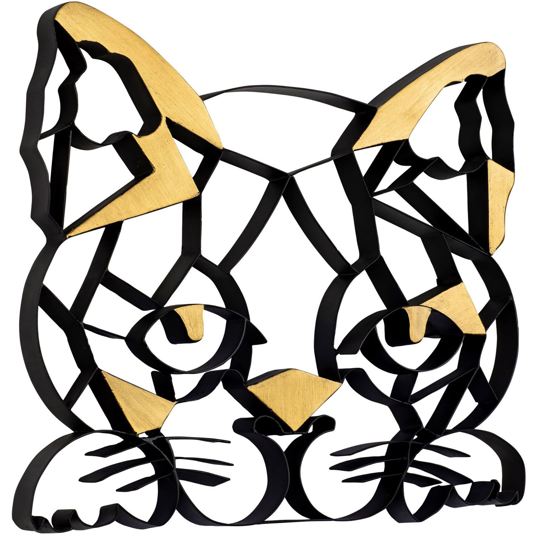 Geometric Animal Kingdom Matte Black Sand Cat Wall Art, Smithsonian Collaboration