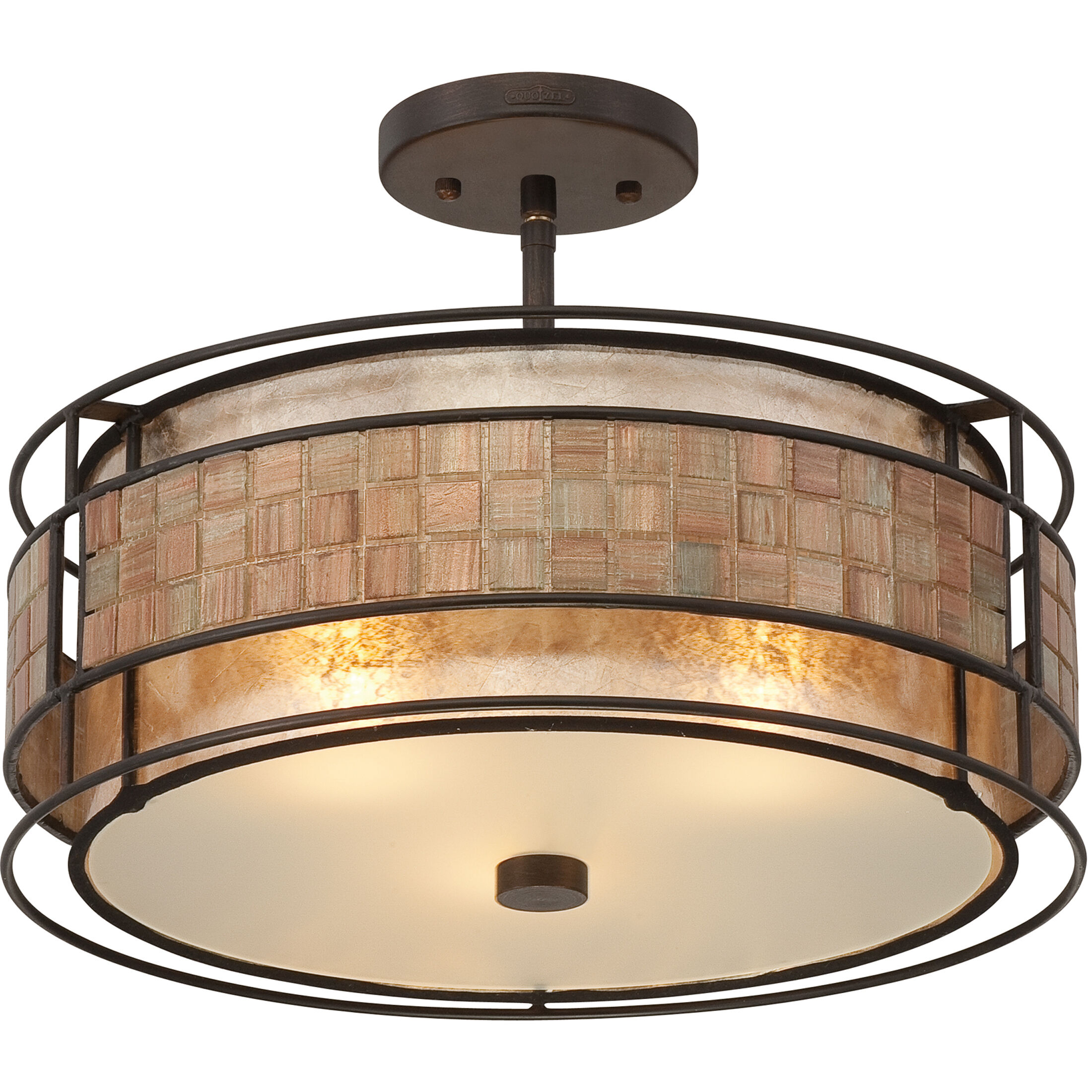 Laguna 3 Light 16 inch Renaissance Copper Semi-Flush Mount Ceiling Light, Naturals