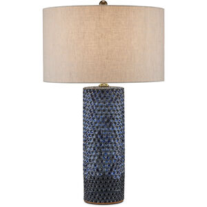 Polka Dot 28.25 inch 150 watt Reactive Blue and Polished Brass Table Lamp Portable Light