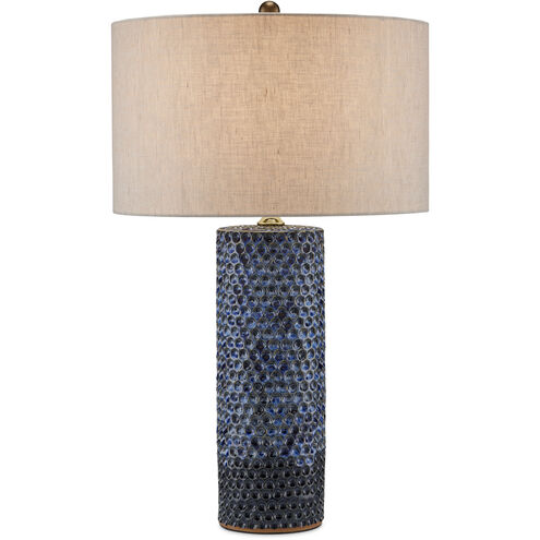 Polka Dot 28.25 inch 150 watt Reactive Blue and Polished Brass Table Lamp Portable Light