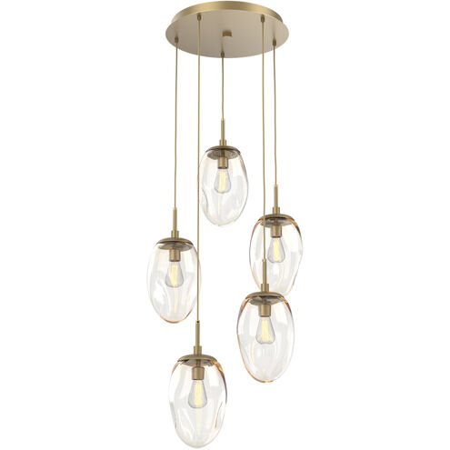 Meteo Incandescent 5 Light Gilded Brass Chandelier Ceiling Light, Round Multi-Port