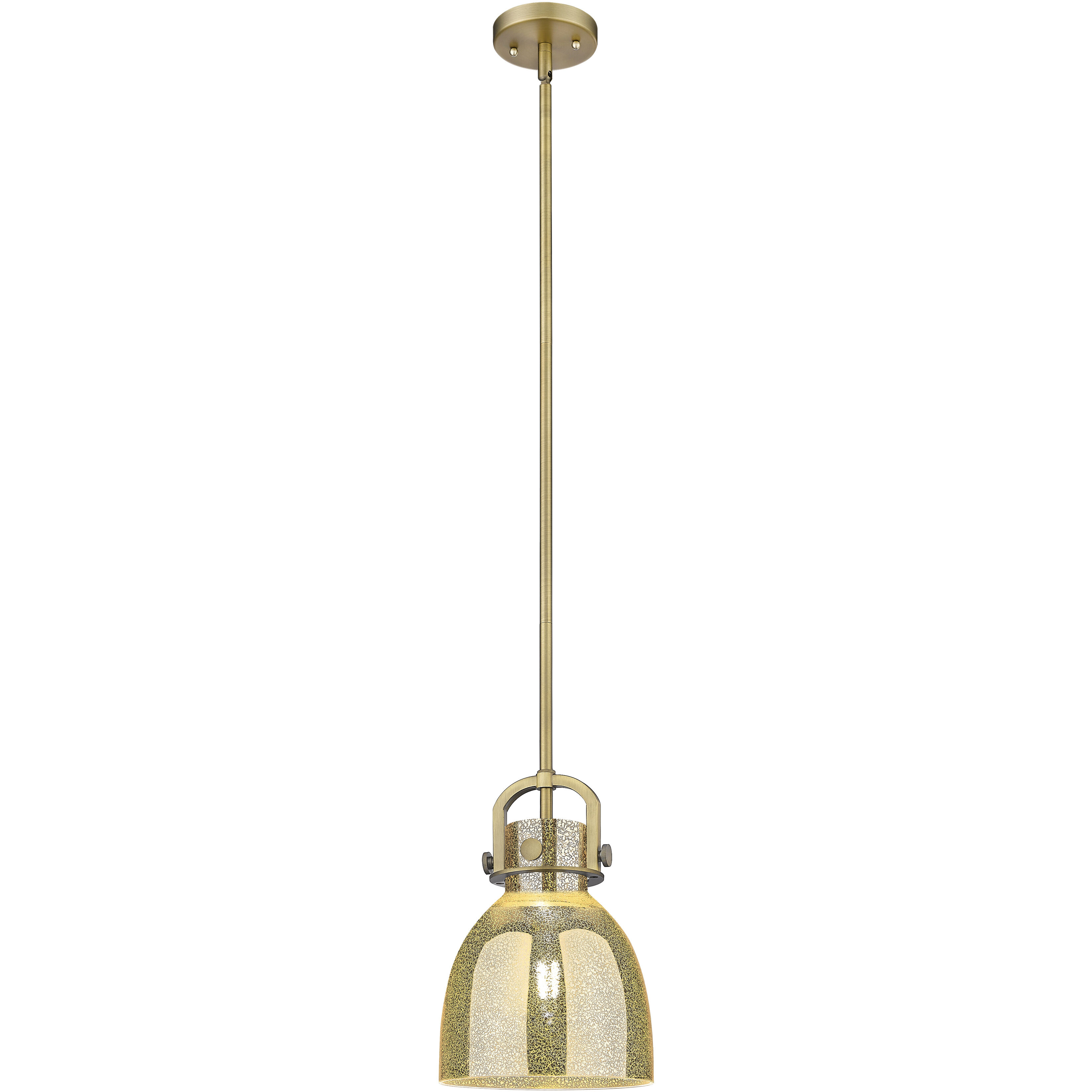 Newton Bell 1 Light 8 inch Brushed Brass Mini Pendant Ceiling Light in Mercury Glass