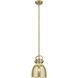 Newton Bell 1 Light 8 inch Brushed Brass Mini Pendant Ceiling Light in Mercury Glass