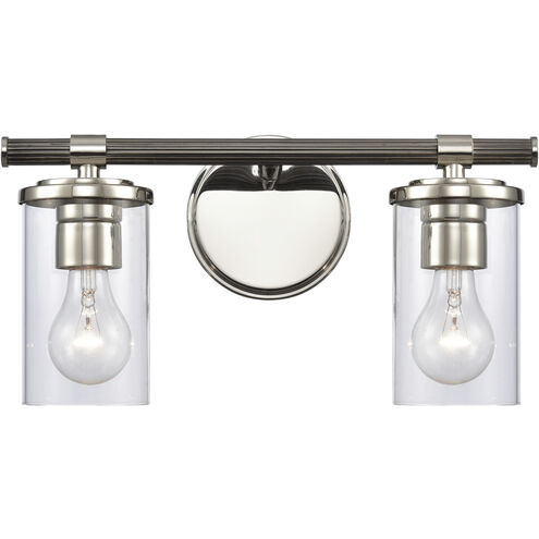 Burrow 2 Light 15 inch Polished Nickel with Antique Nickel Vanity Light Wall Light in Polished Nickel and Antique Nickel