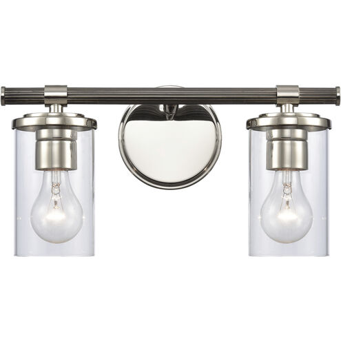 Burrow 2 Light 15 inch Polished Nickel and Antique Nickel Vanity Light Wall Light