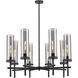 Lincoln 8 Light 32 inch Matte Black Chandelier Ceiling Light in Light Smoke Glass