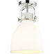 Newton Bell 1 Light 8 inch Polished Nickel Flush Mount Ceiling Light in Matte White Glass