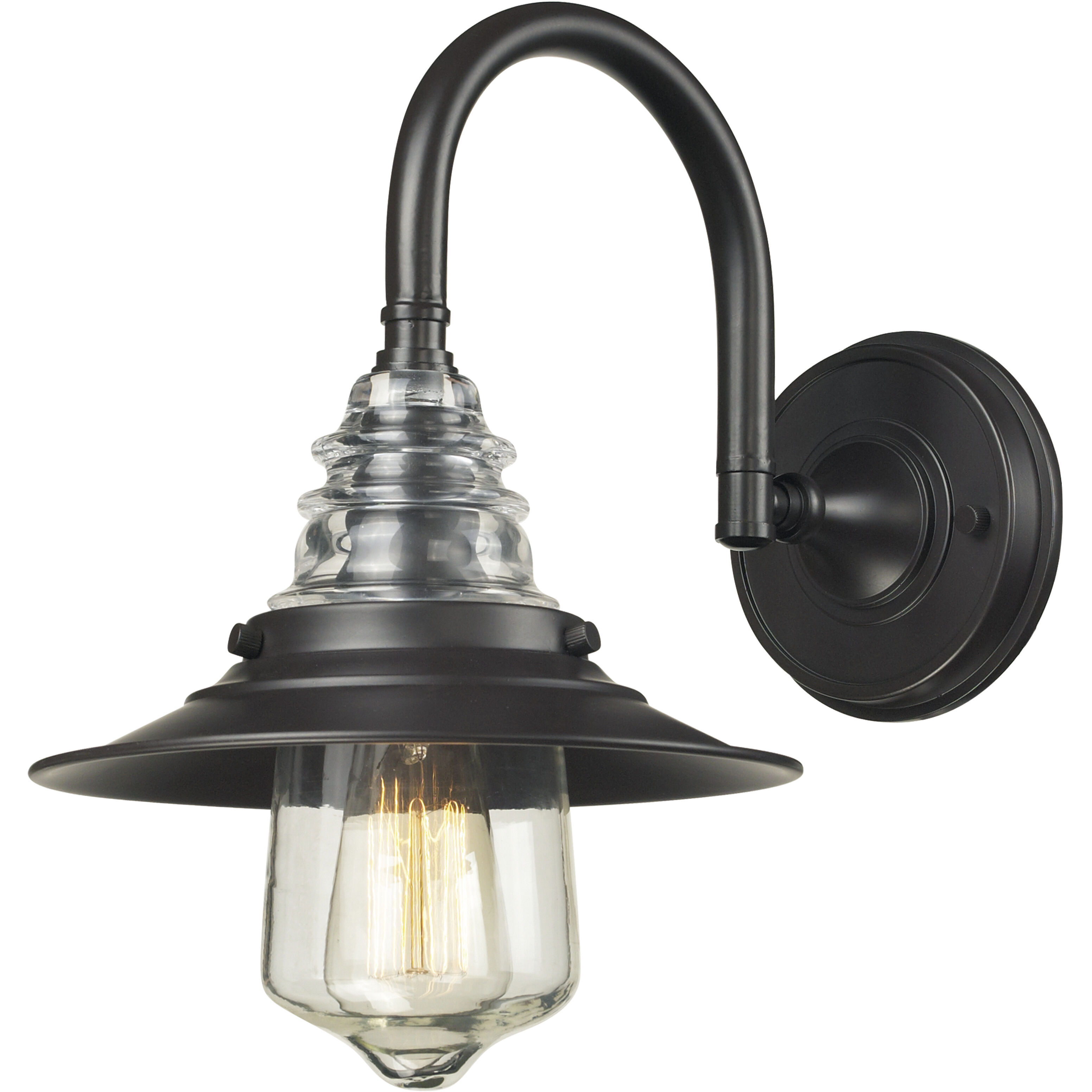 Insulator Glass Sconce Wall Light in Oil Rubbed Bronze