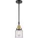 Franklin Restoration Small Bell LED 5 inch Black Antique Brass Mini Pendant Ceiling Light in Clear Glass
