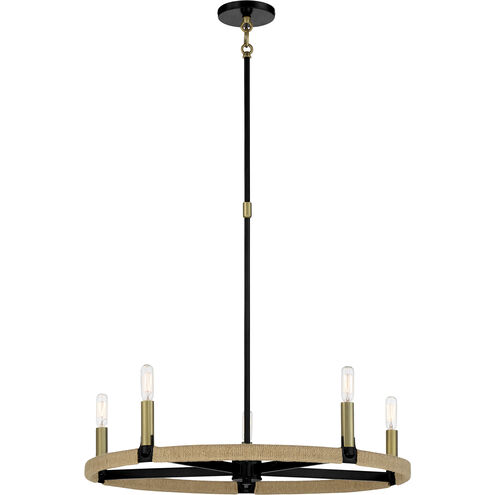Windward Passage 5 Light 27 inch Coal And Soft Brass Chandelier Ceiling Light
