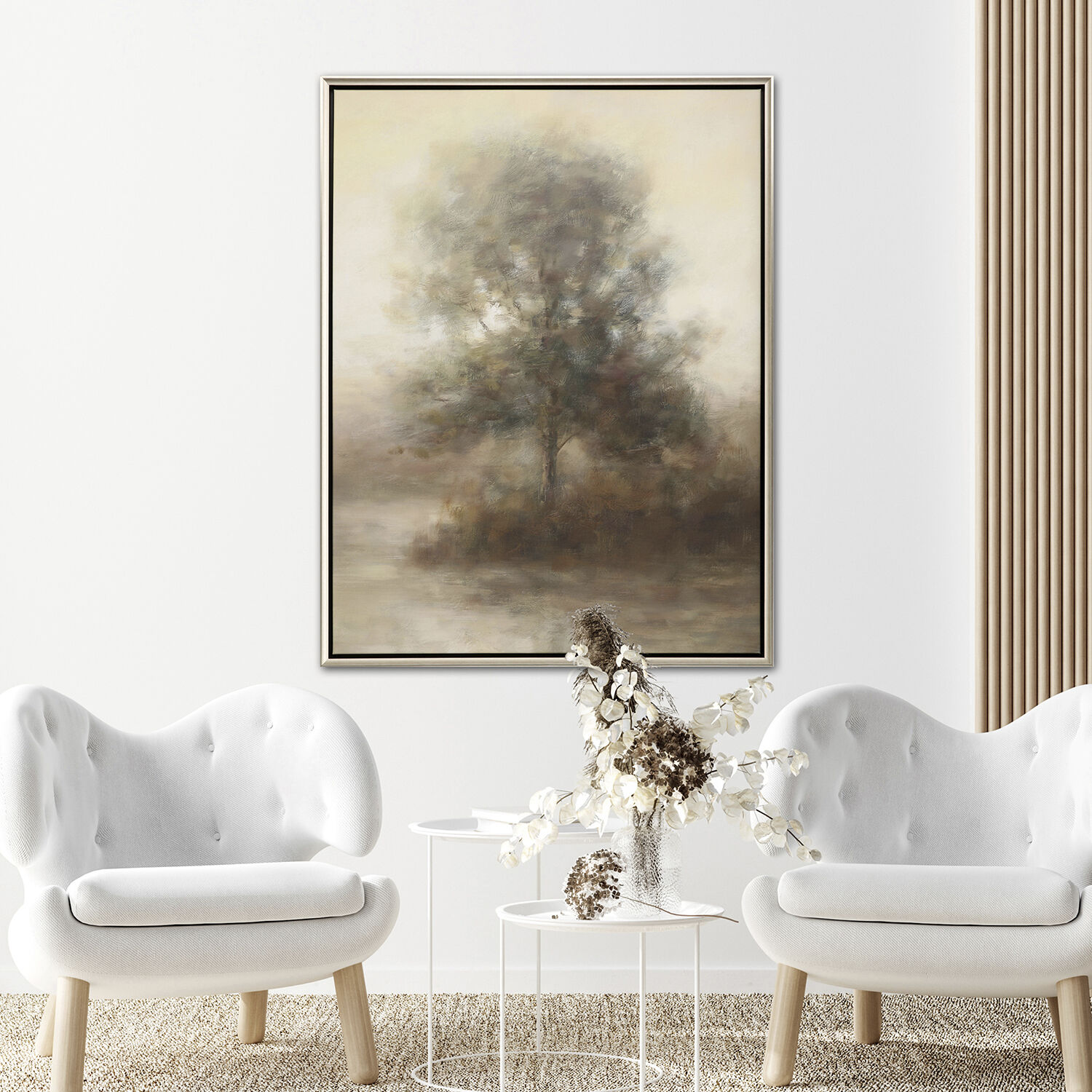 Landscapes Brown and Beige and Green and Neutral Canvas
