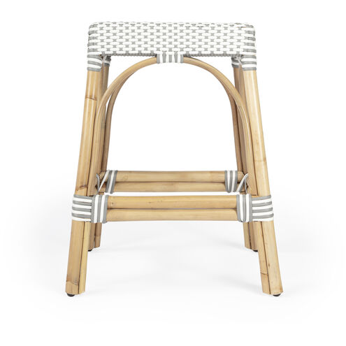 Robias Rectangular Rattan 24.5" Counter Stool in Gray and White Dot