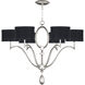 Allegretto 6 Light 39 inch Silver Chandelier Ceiling Light in Silver Leaf, Black Fabric