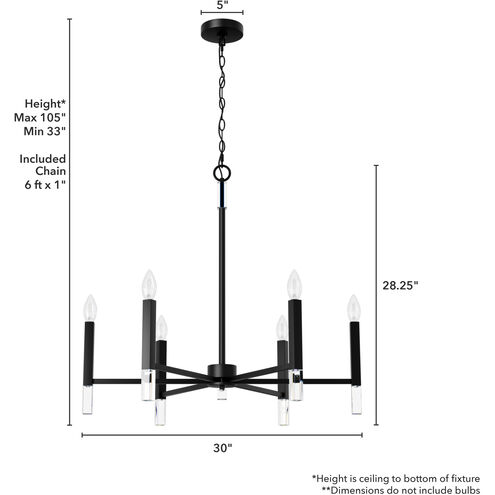 Sunjai 6 Light 30 inch Matte Black Chandelier Ceiling Light
