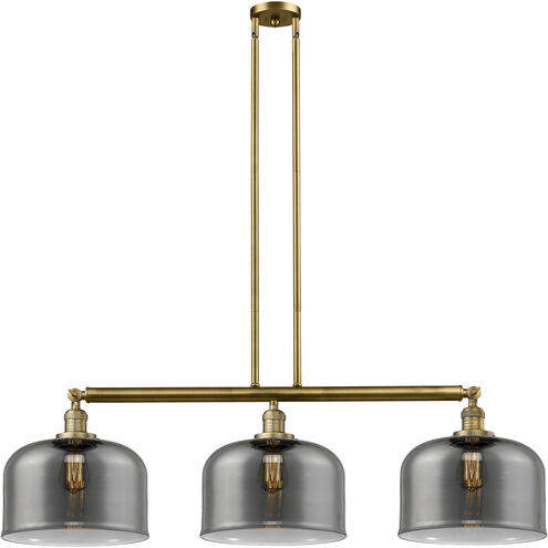 Franklin Restoration X-Large Bell LED 42 inch Brushed Brass Island Light Ceiling Light in Plated Smoke Glass, Franklin Restoration
