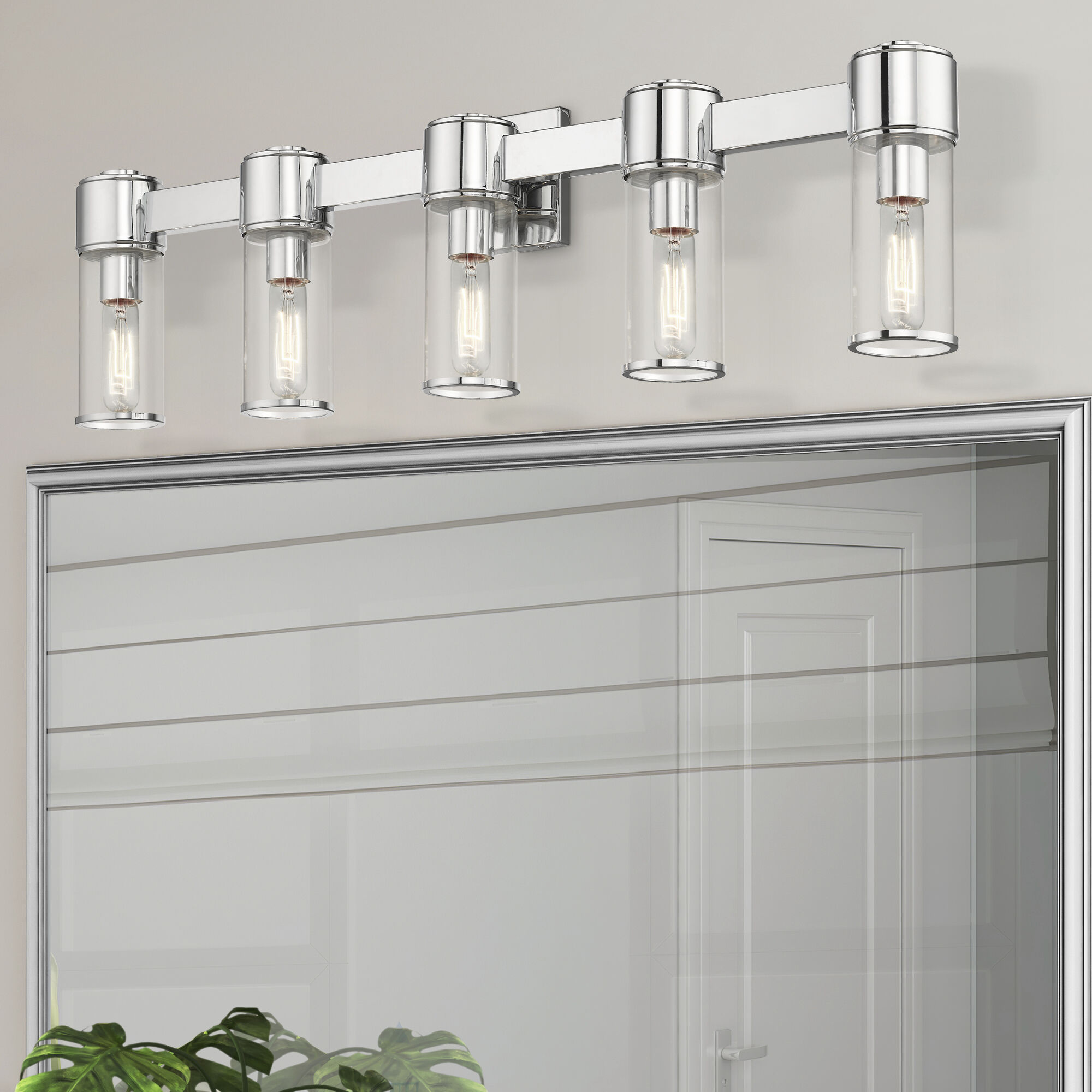 Quincy 5 Light 35.5 inch Polished Chrome Vanity Wall Sconce Wall Light, Large