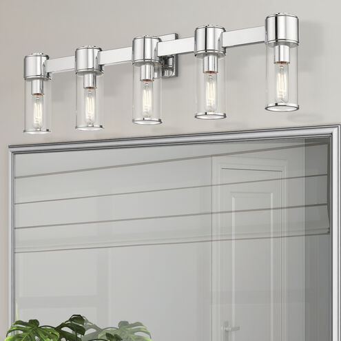 Quincy 5 Light 35.5 inch Polished Chrome Vanity Wall Sconce Wall Light, Large