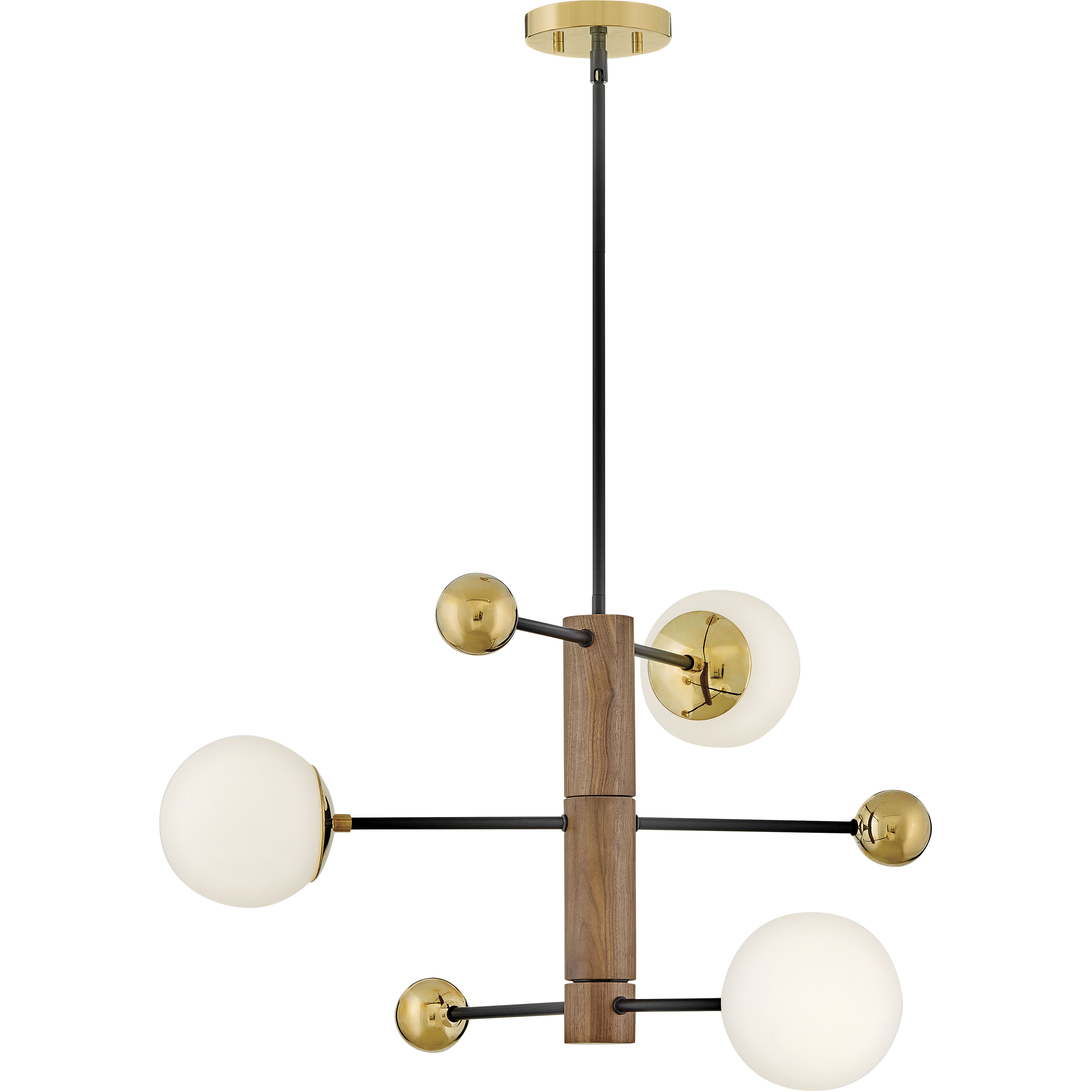 Auggie 3 Light 30.75 inch Bright Brass with Walnut Chandelier Ceiling Light