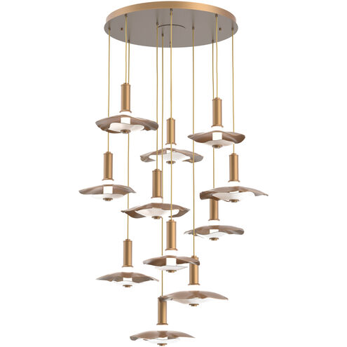 Cumulus LED 43.5 inch Novel Brass with White Metal Multi-Pendant Ceiling Light