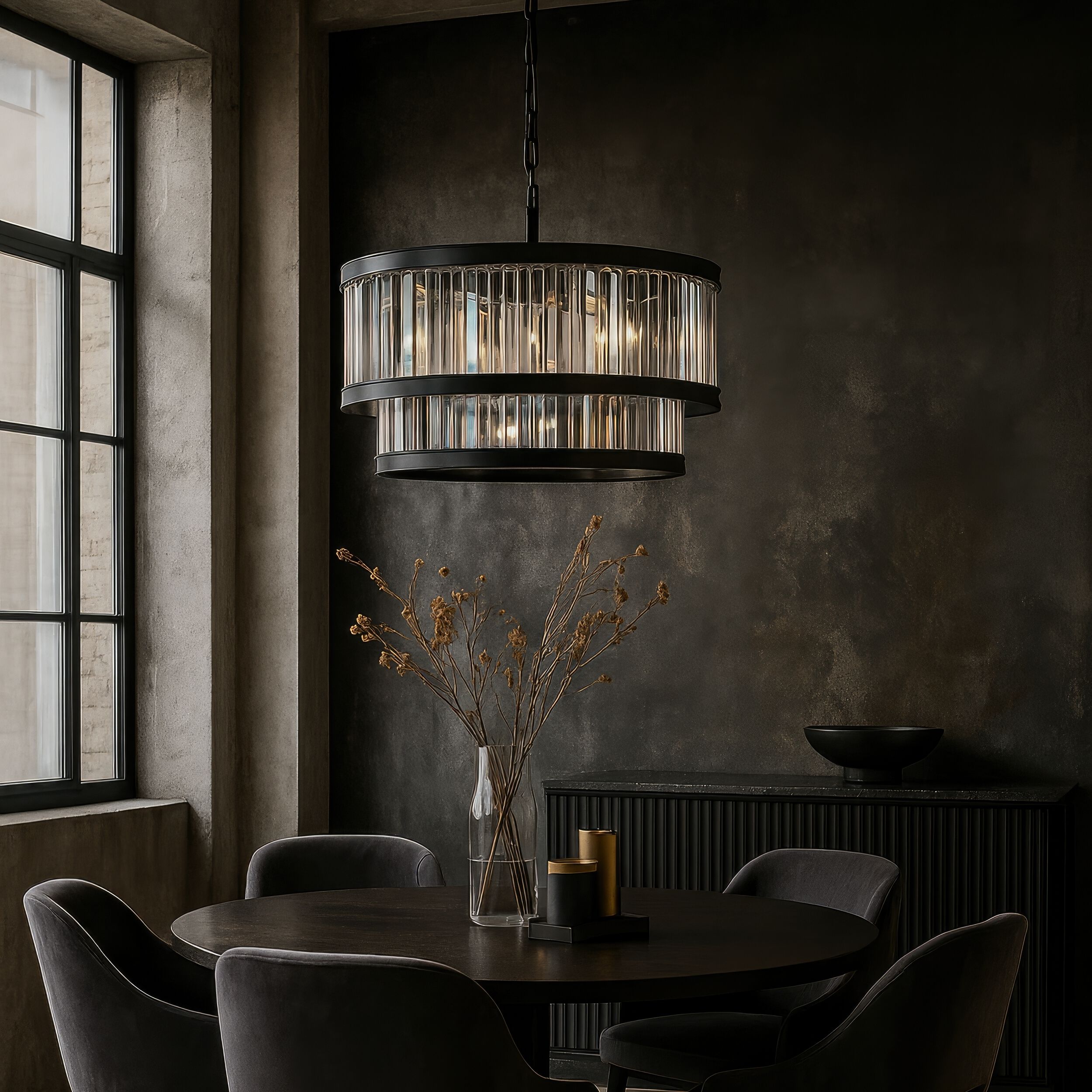 Double Take 8 Light 30 inch Heritage Black Pendant Ceiling Light