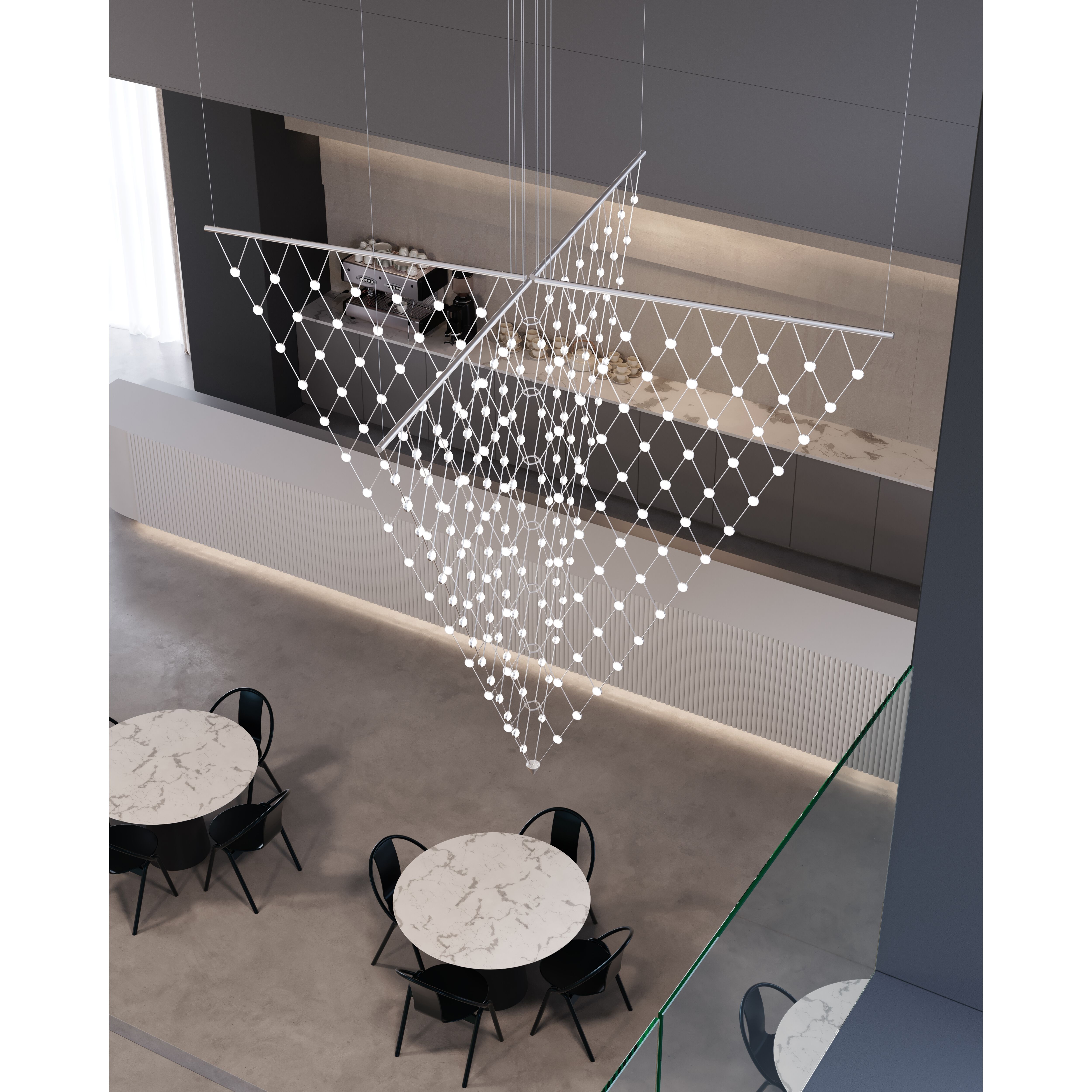 Constellation Galaxy Matrix LED 109 inch Bright Satin Aluminum Pendant Ceiling Light