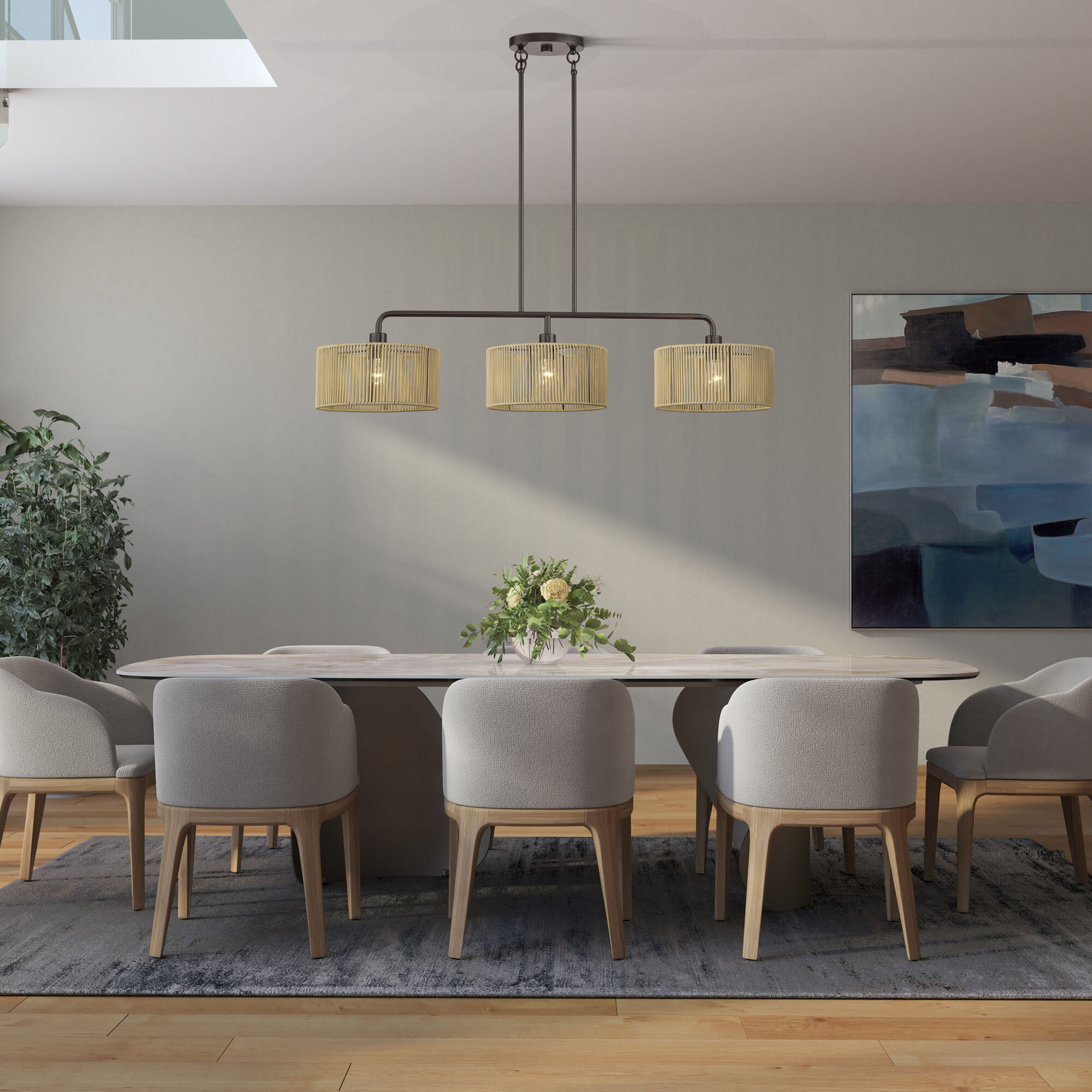 Goldiemesh 3 Light 46 inch English Bronze Linear Chandelier Ceiling Light, Extra Large