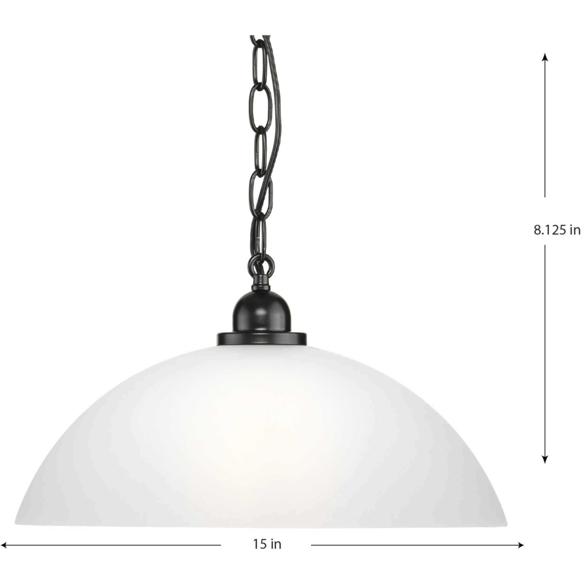 Classic Dome Pendant 1 Light 15 inch Matte Black Pendant Ceiling Light