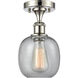 Belfast 1 Light 6 inch Polished Nickel Flush Mount Ceiling Light in Seedy Glass, 2.1 lb