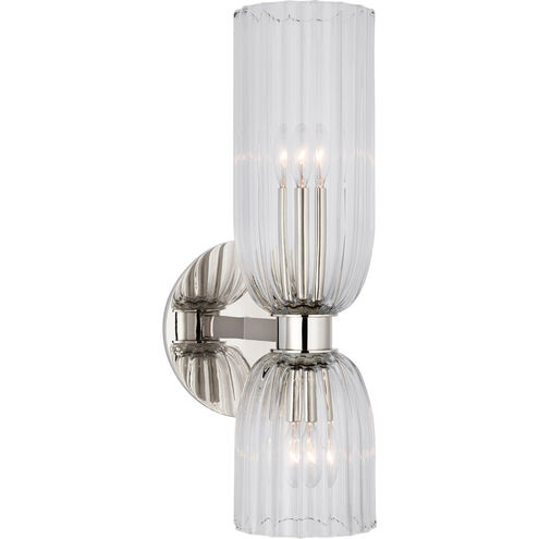 AERIN Asalea LED 6 inch Polished Nickel Double Bath Sconce Wall Light