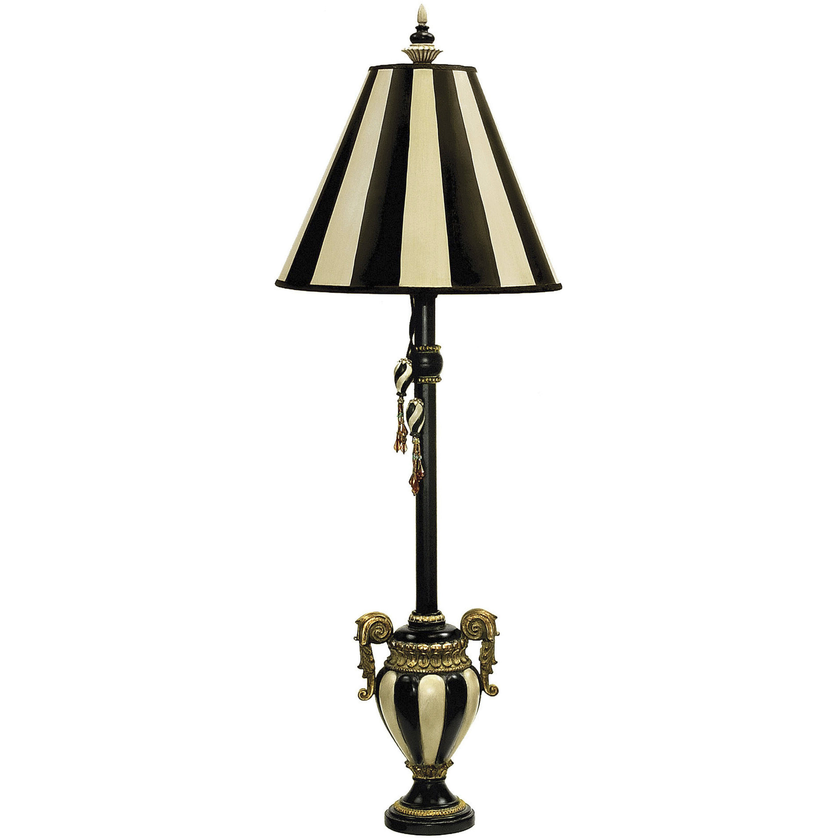 Carnival Stripe 32 inch 75 watt Antique Black with Antique White Table Lamp Portable Light