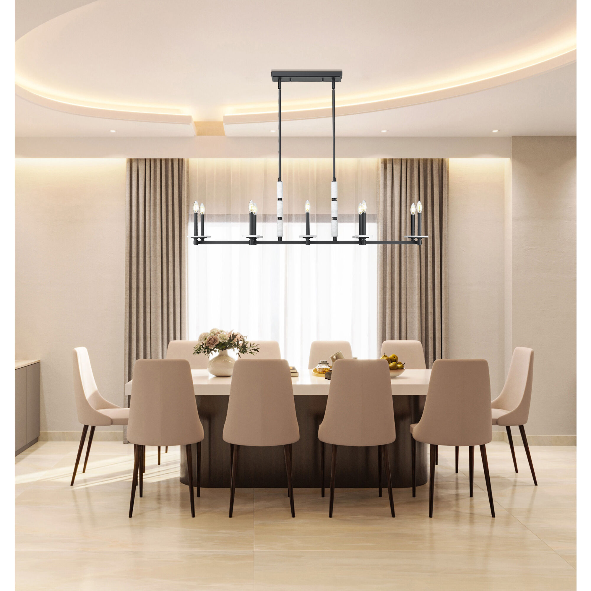 Kaden Linear Chandelier Ceiling Light in Matte Black