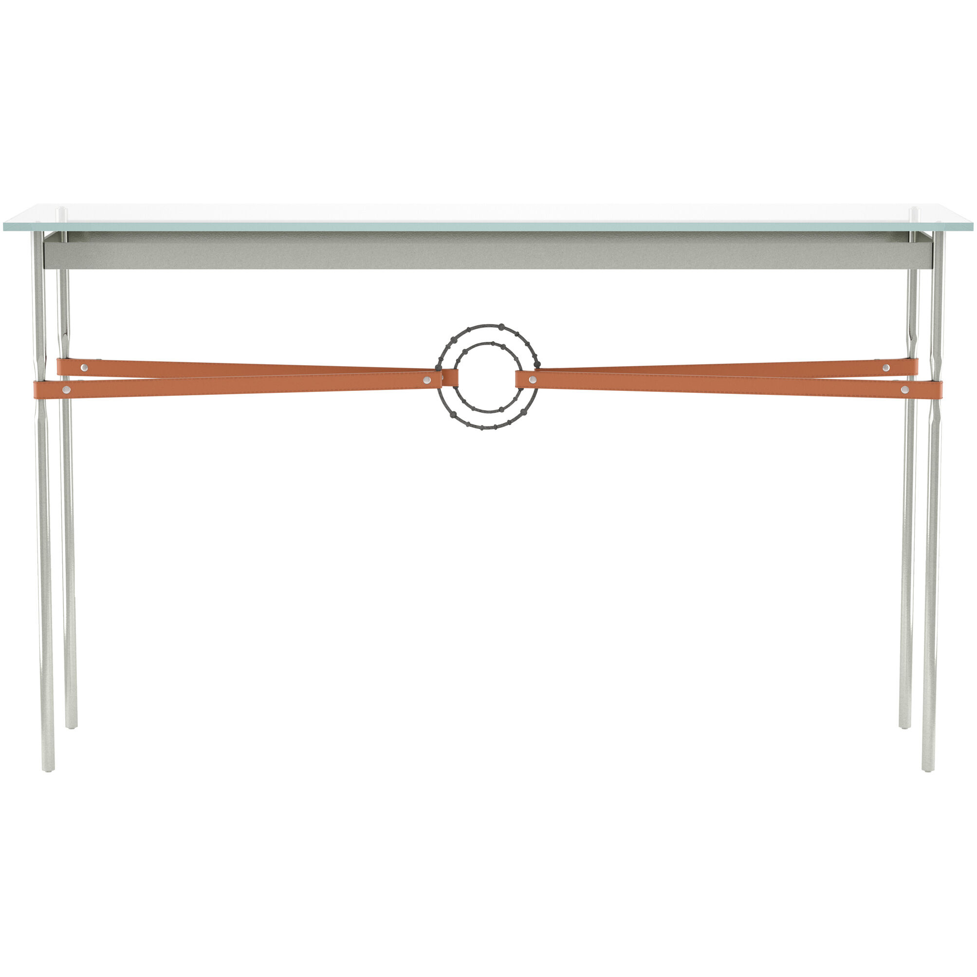 Equus 54 X 14 inch Sterling and Natural Iron Console Table in Leather Chestnut, Sterling/Natural Iron