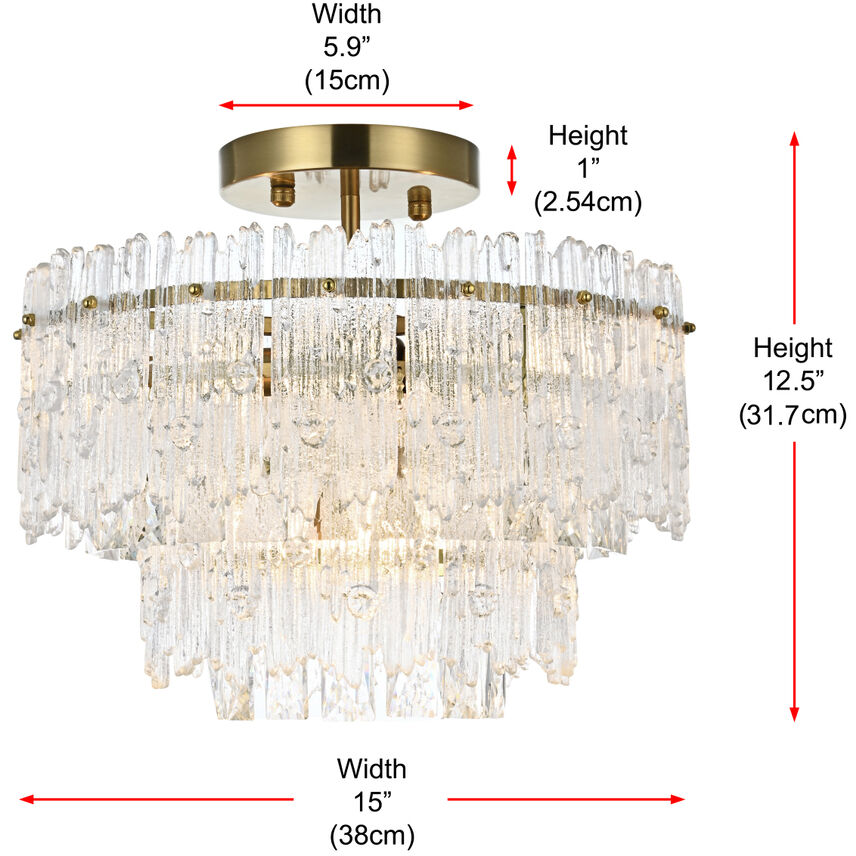 Emilia 4 Light 15 inch Satin Gold Flush Mount Ceiling Light