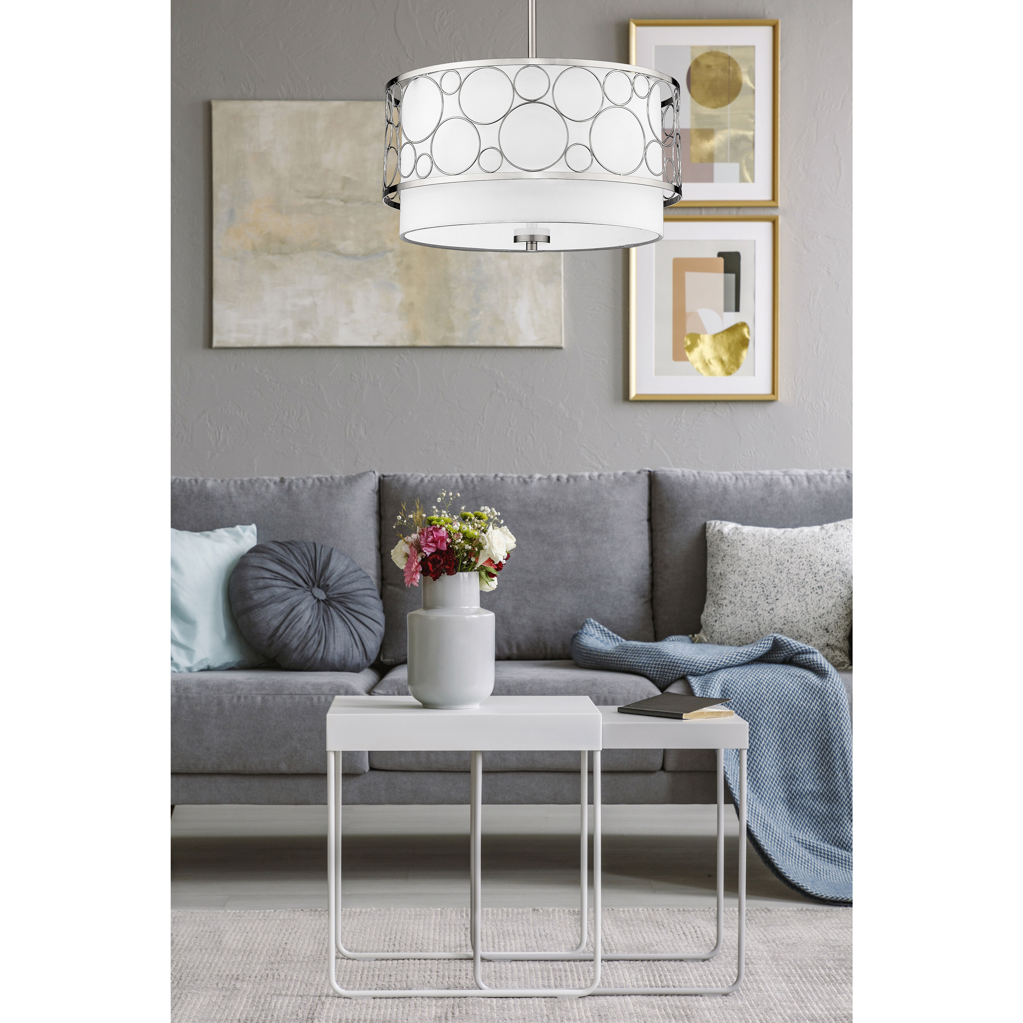 Kendall 3 Light 17 inch Brushed Nickel Pendant Ceiling Light