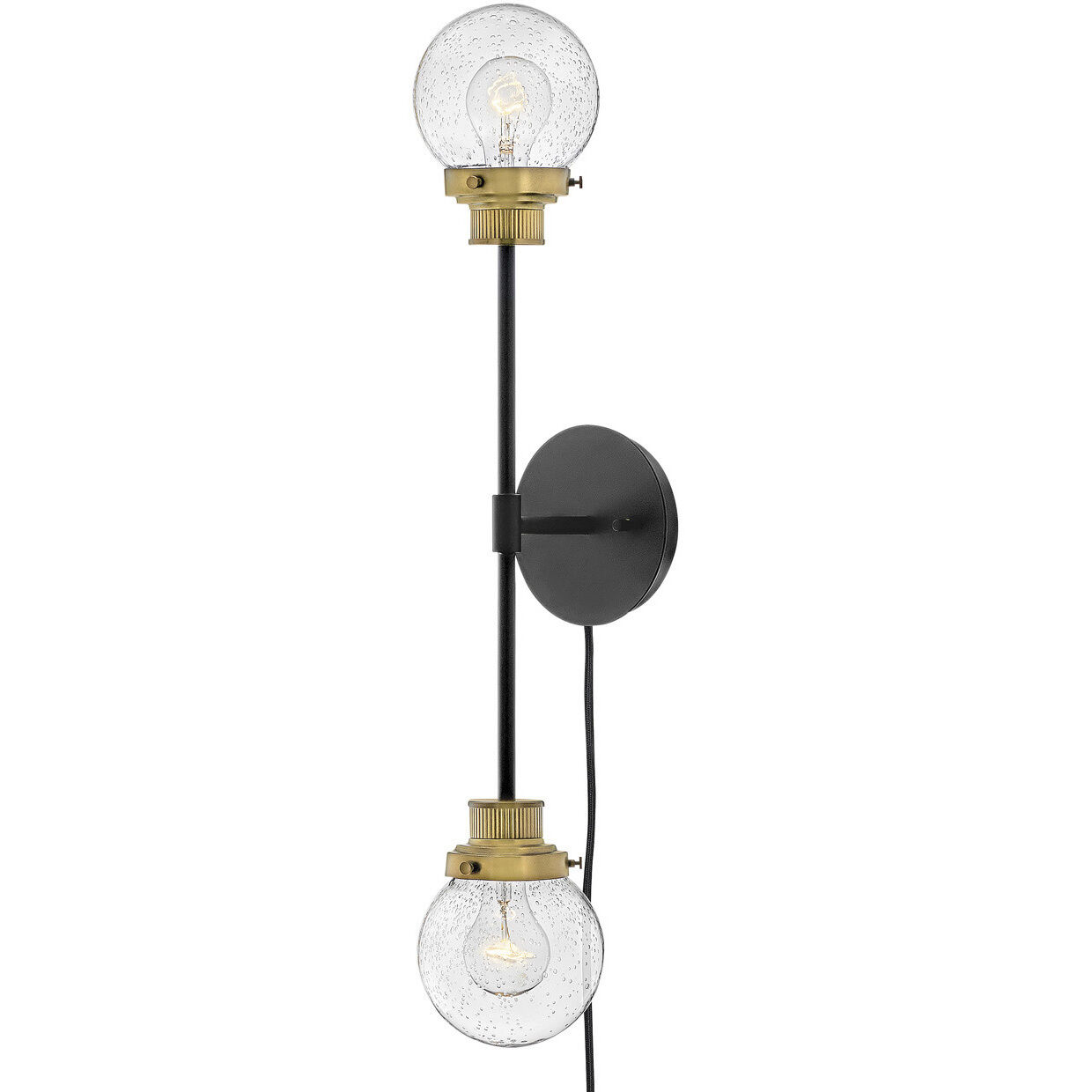 Poppy 2 Light 5.5 inch Black with Heritage Brass Indoor Wall Sconce Wall Light