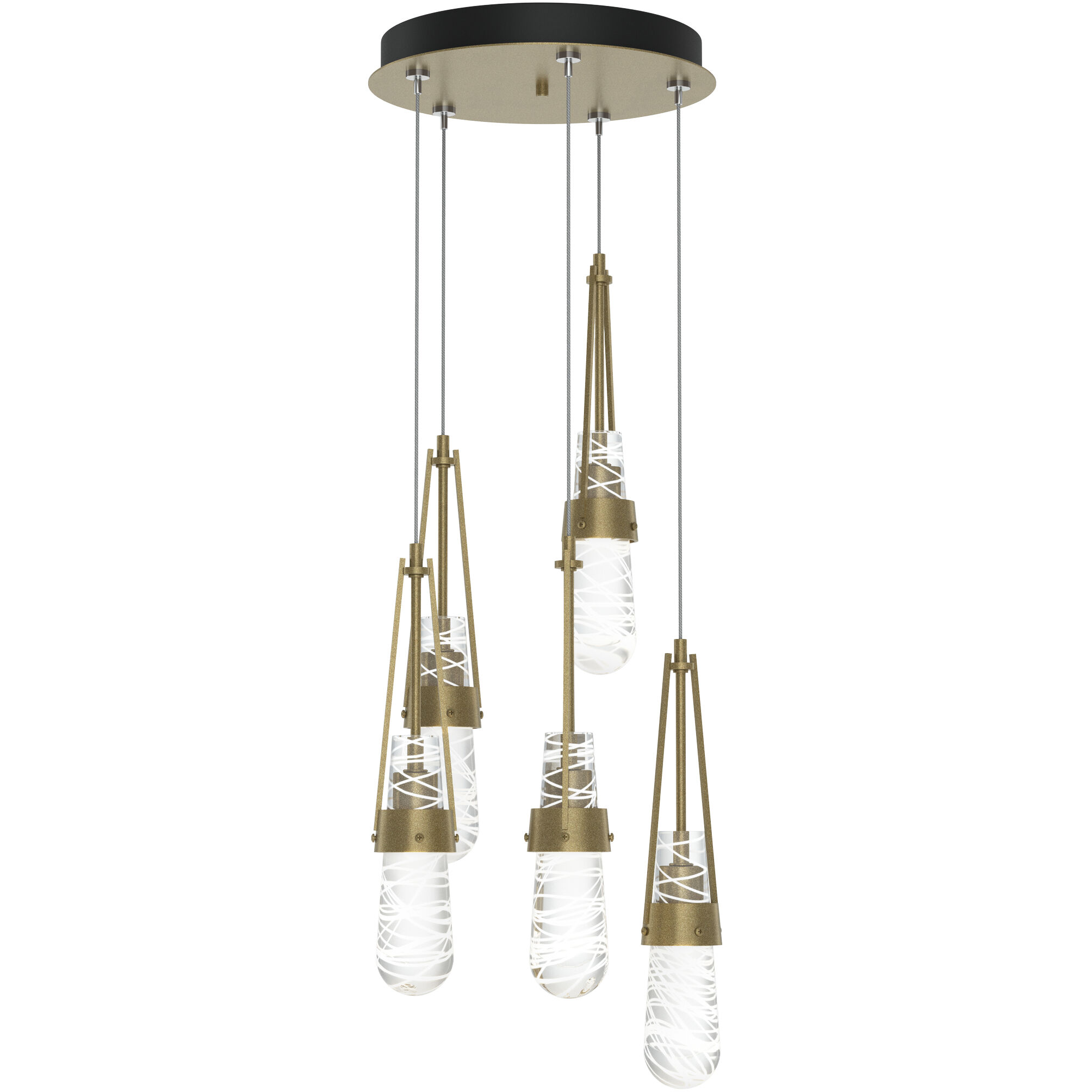 Link 5 Light 13 inch Soft Gold Mini Pendant Ceiling Light in Clear with White Threading