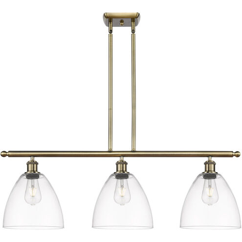 Ballston Dome LED 36 inch Antique Brass Island Light Ceiling Light in Clear Glass