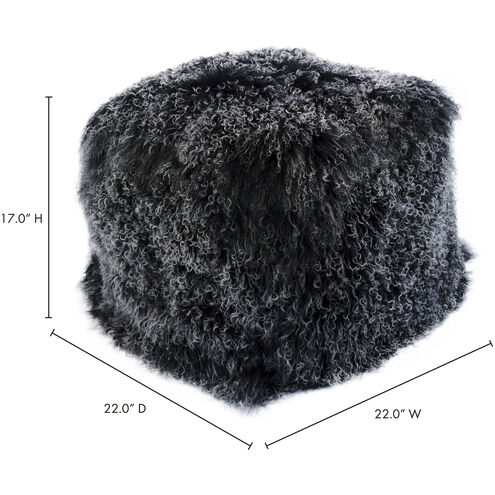 Lamb Fur 17 inch Black Pouf