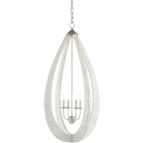 Arietta 4 Light 20.25 inch White/Pearl/Silver Leaf Chandelier Ceiling Light