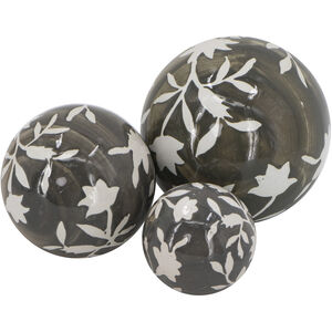 Floral Brown and White Decorative Orbs