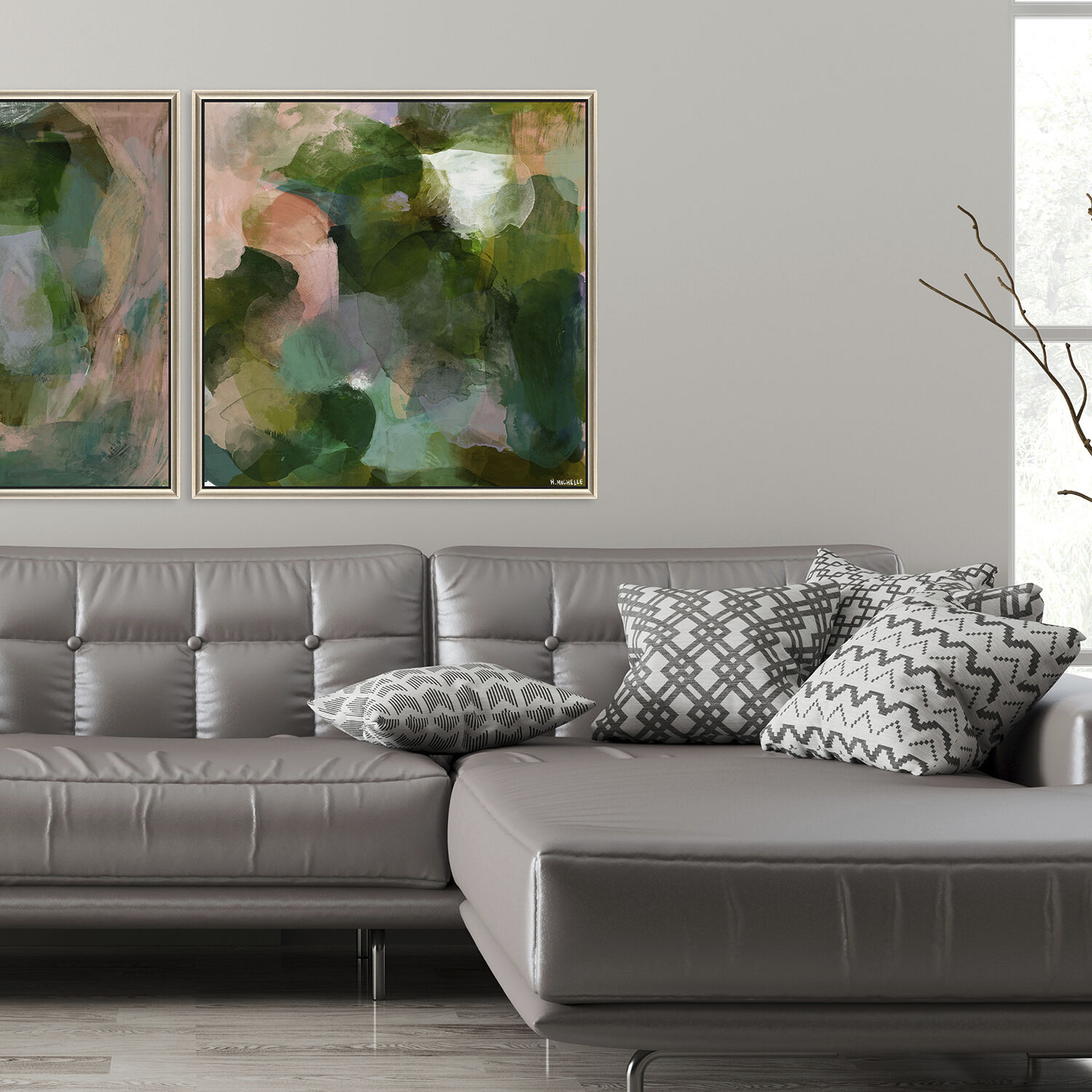 Fruition Manifest Green and Multi and Pink and White Canvas