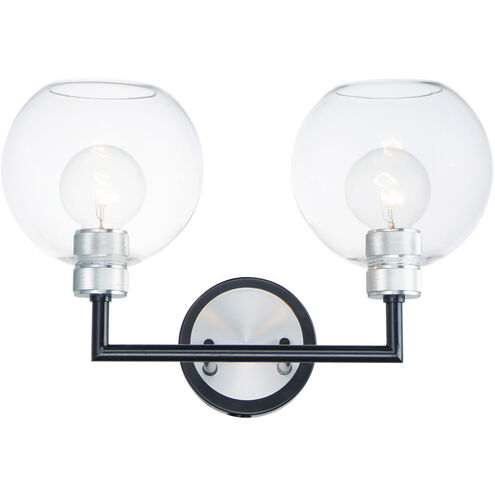 Vessel 2 Light Black/Brushed Aluminum Wall Sconce Wall Light