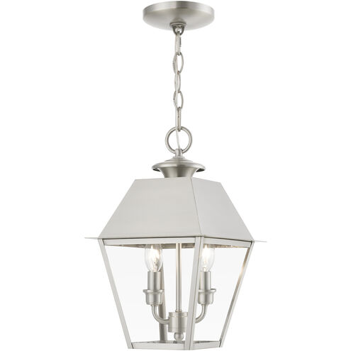 Wentworth 2 Light 9 inch Brushed Nickel Outdoor Pendant Lantern, Medium