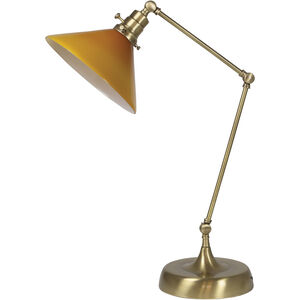 Otis 26 inch 60 watt Antique Brass Table Lamp Portable Light in Amber Glass