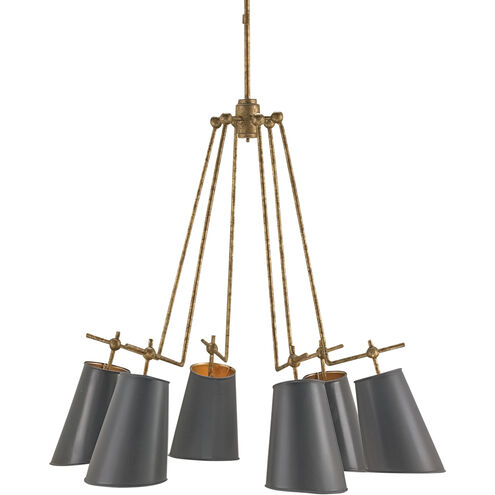 Jean-louis 6 Light 30 inch Old Brass/Marbella Black/Contemporary Gold Leaf Chandelier Ceiling Light