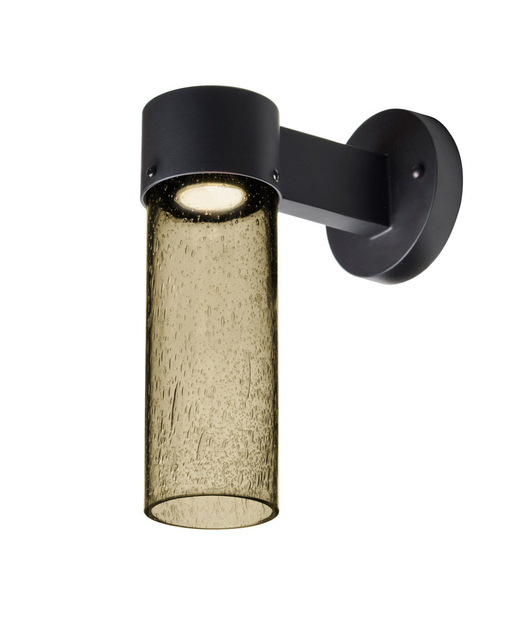 Juni LED 12 inch Black Outdoor Sconce in Latte Bubble Glass