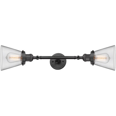Franklin Restoration Small Cone 2 Light 6 inch Oil Rubbed Bronze Bath Vanity Light Wall Light in Clear Glass, Franklin Restoration
