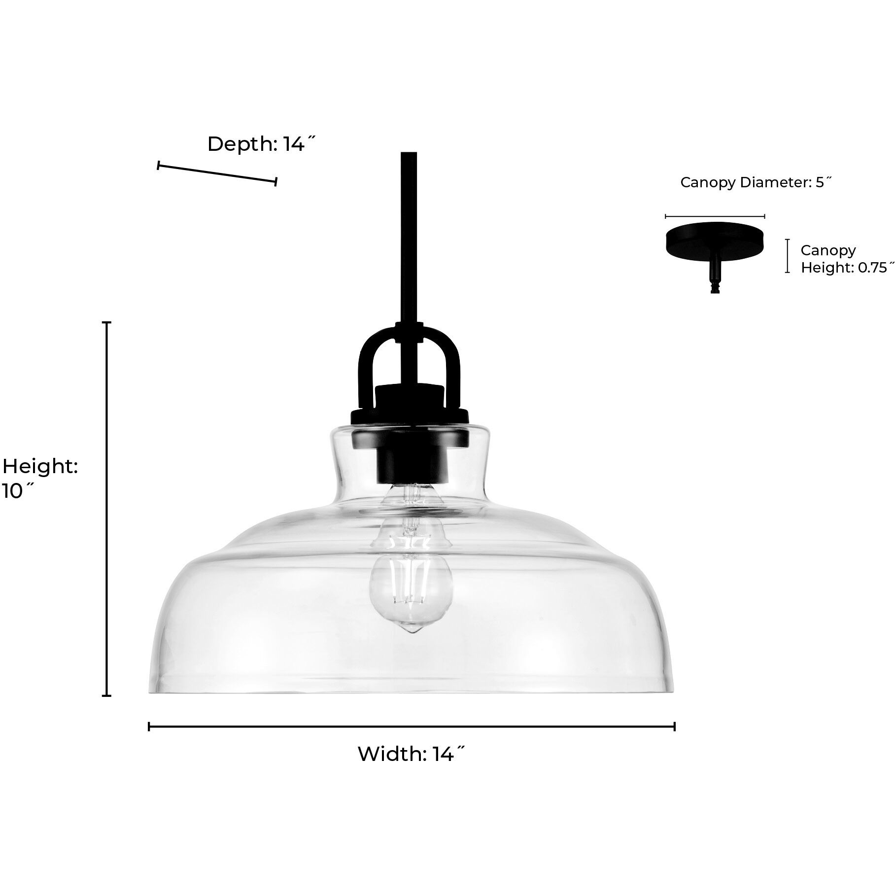 Clarien 1 Light 14 inch Matte Black Pendant Ceiling Light